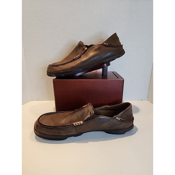 OLUKAI Moloa Leather Slip-On Shoe - (Ray / Toffee) Men’s Size 10 US / 43 EUR main image 9